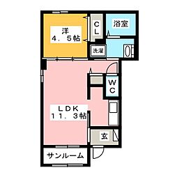 ラニュイエトワレ 1LDKの間取図画像