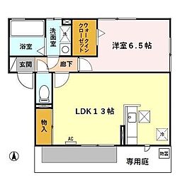 ハイツさくら 1LDKの間取図画像