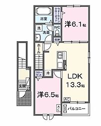 ヌーヴォーエベル2 2LDKの間取図画像