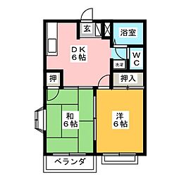 岐南ハイツA 2DKの間取図画像