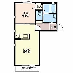 エレガンスフルール 1LDKの間取図画像