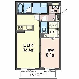 シャーメゾン六条 1LDKの間取図画像