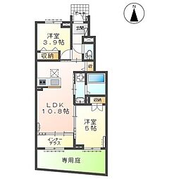 岐阜市薮田西O様2期新築アパート 2LDKの間取図画像