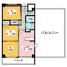 ラ・ミノール2 2LDKの間取図画像