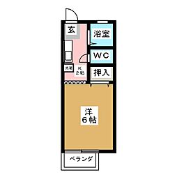 サンシティー井上2 1Kの間取図画像