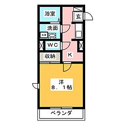 クレストール 1Kの間取図画像