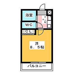 B-style八剣 1Kの間取図画像