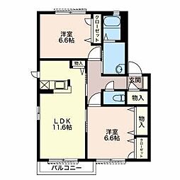 フォンターナ 2LDKの間取図画像