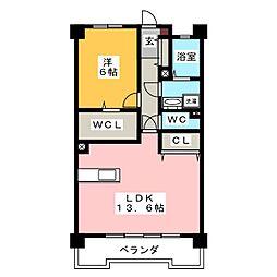 ロイヤルハイツワコー2 1LDKの間取図画像
