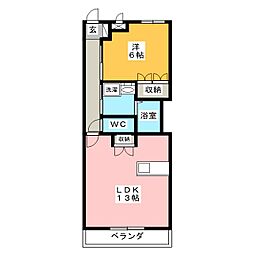 エバークレスト 1LDKの間取図画像