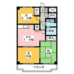エクセレント22 3DKの間取図画像