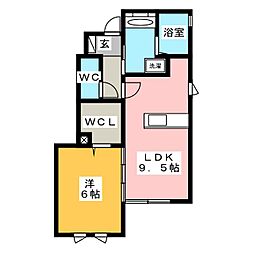 サニーハイツ3 1LDKの間取図画像