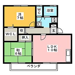 メゾンフルール 2LDKの間取図画像