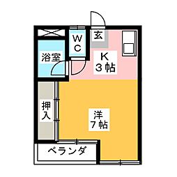 ハイツ辰新 ワンルームの間取図画像