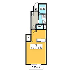 サクーラあさい ワンルームの間取図画像