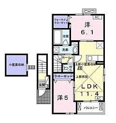 コンフォート西鶉2 2LDKの間取図画像