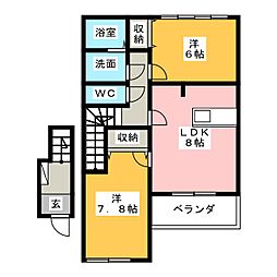 GraceVilla・J2 2LDKの間取図画像