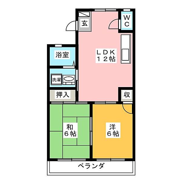 コーポ清水 ｜岐阜県岐阜市則武東２丁目(賃貸マンション2LDK・3階・45.36㎡)の写真 その2