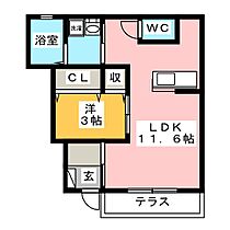 Ｒｉｑｕｅｚａ黒野  ｜ 岐阜県岐阜市黒野（賃貸アパート1LDK・1階・35.94㎡） その2