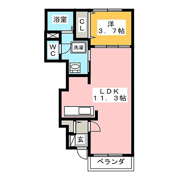 メゾン　アンジュＢ ｜岐阜県岐阜市正木西町(賃貸アパート1LDK・1階・37.13㎡)の写真 その2