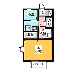 セジュール野々村 1Kの間取図画像