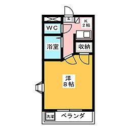 ドゥアバンス 1Kの間取図画像