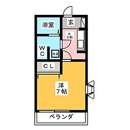 YFLAT 1Kの間取図画像