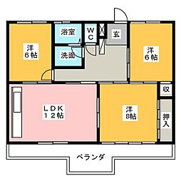 ホクコウビル 3LDKの間取図画像