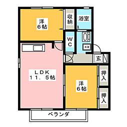 ハイブリッジA 2LDKの間取図画像