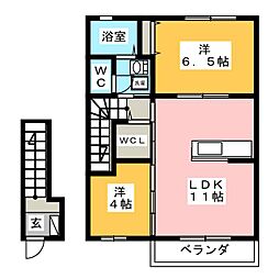 シャーメゾン仙古A 2LDKの間取図画像