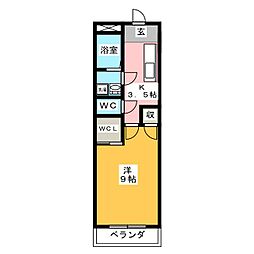 オークヒルズ 1Kの間取図画像