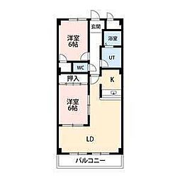 ヴィラ・クリモト 2LDKの間取図画像