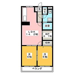 ミノルガーデンパレスA 2SLDKの間取図画像