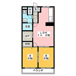 ミノルガーデンパレスA 2SLDKの間取図画像