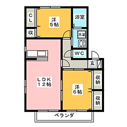 ミルフィオリB 2LDKの間取図画像
