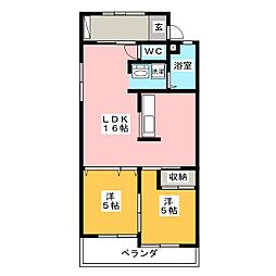 ハイツまるいち 2LDKの間取図画像