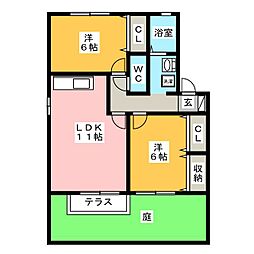 ウィルモア小野A 2LDKの間取図画像