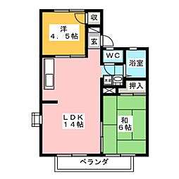 スカイハイツ高橋3 2LDKの間取図画像
