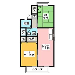 夏梅ビレッジE 2LDKの間取図画像