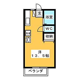 グリンシティー北洞 ワンルームの間取図画像
