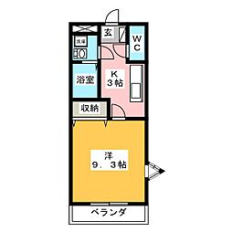 チムニーハウス 1Kの間取図画像