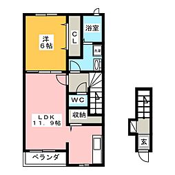 アリスパークA 1LDKの間取図画像