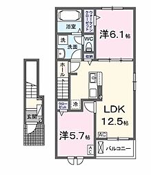 シルキーピーク 2LDKの間取図画像