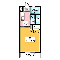 U・TOPIA44 1Kの間取図画像
