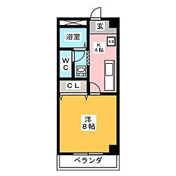 ラビットストリート2 1Kの間取図画像
