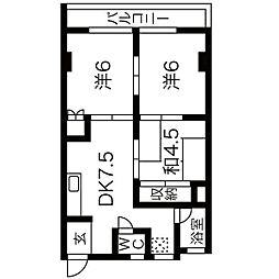 ソワンポルテ 3DKの間取図画像