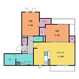 コンフォール則武 2LDKの間取図画像