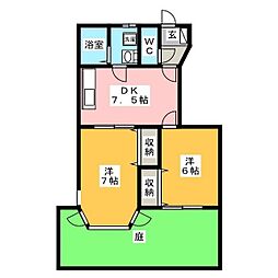 ヴァルト2A 2DKの間取図画像