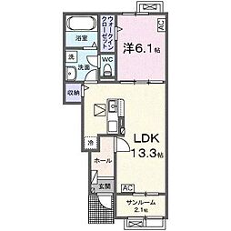 Sakura(サクラ) 1LDKの間取図画像