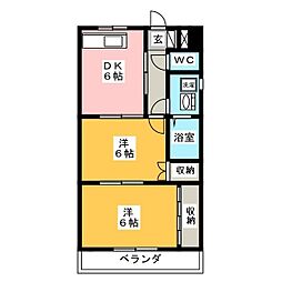 菊香荘新館 2DKの間取図画像